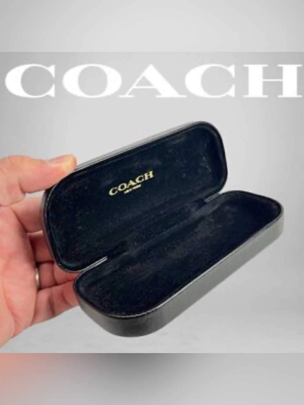 COACH Black Eyewear Case with Gold Logo
